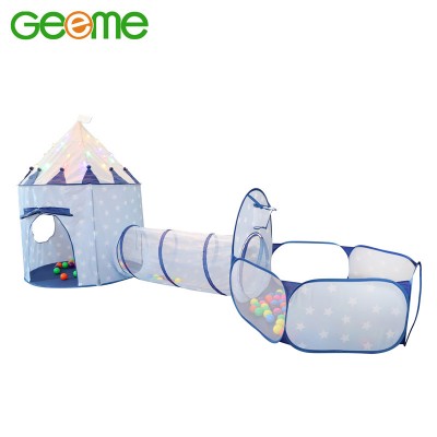 JT024G 3Pcs Set 3 In 1 Indoor & Outdoor Play House Include Tent Tunnel Ocean Ball Pool with Basketball Hoop