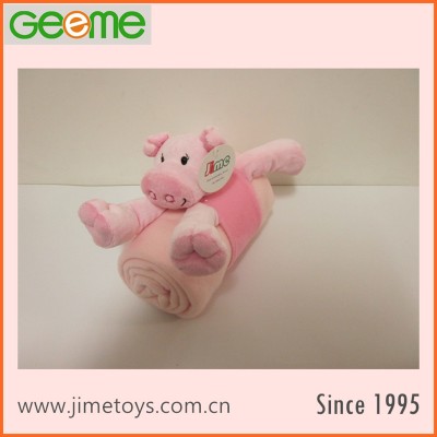 JM8438-5 Stuffed Animal Shaped Blanket with Pig Design