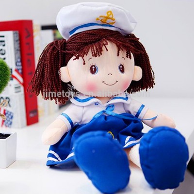 Wholesale Stuffed Soft Cotton Fabric Navy Girl Doll