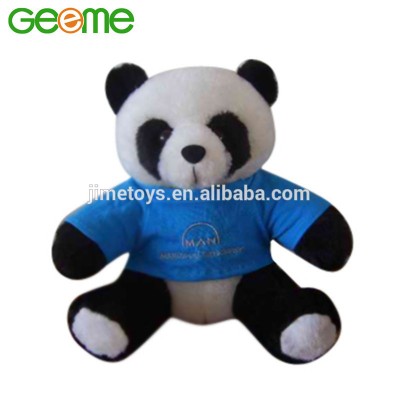 JM6950 Custom Plush Toy Panda with T-Shirt Embroidered Logo