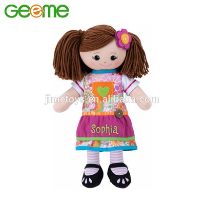 JM9066 Personalized Cloth Doll With Dress and Hair Clip