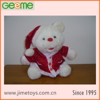 JM7050 Christmas Plush Bear Toy with Santa Hat