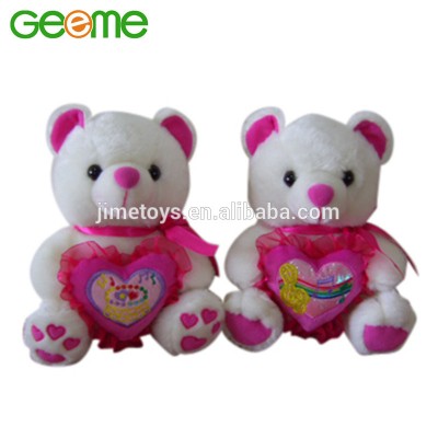 JM6615 Wedding White Plush Bear with Red Heart